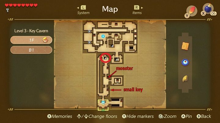 Pick up the vase and throw it at the door - Key Cavern | Links Awakening Walkthrough - Walkthrough - Links Awakening Guide