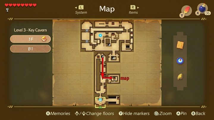 Go down the corridor on the right and go through the next two rooms Go through the door on the right - Key Cavern | Links Awakening Walkthrough - Walkthrough - Links Awakening Guide