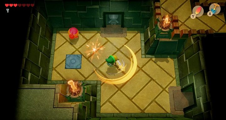 You will find a bomb under the vases on the right - Key Cavern | Links Awakening Walkthrough - Walkthrough - Links Awakening Guide