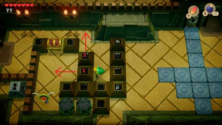 Place bombs in front of the Dodongo Snakes mouths to defeat them - Key Cavern | Links Awakening Walkthrough - Walkthrough - Links Awakening Guide
