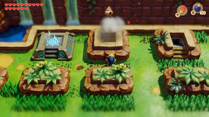 One of the Secret Seashells is in the hole next to the Fast Travel Point on Tal Tal Heights - Turtle Rock | Links Awakening Walkthrough - Walkthrough - Links Awakening Guide