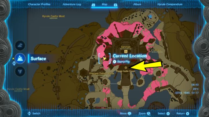 Jump into the Depths through the Hyrule Castle Chasm - Zelda TotK: Destroy Ganondorf - Walkthrough - Zelda Tears of the Kingdom Guide