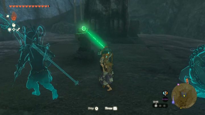 Pick up the mask, from which a green beam of light is emanating - Zelda TotK: Find the Fifth Sage - Walkthrough - Zelda Tears of the Kingdom Guide