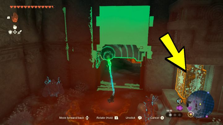 Lift the door with Ultrahand and hold it up for a while - Zelda TotK: Find the Fifth Sage - Walkthrough - Zelda Tears of the Kingdom Guide