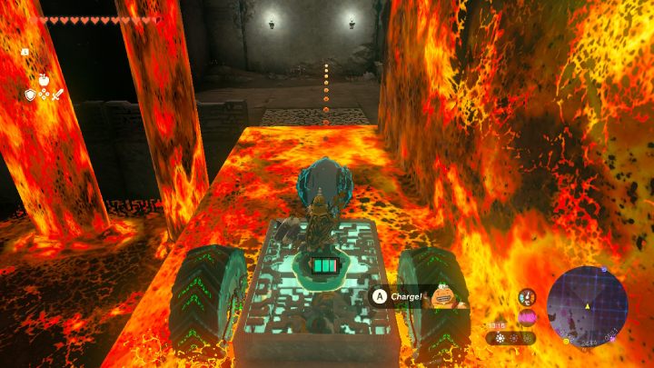 Attach two wheels to the box and cross over the lava - Zelda TotK: Find the Fifth Sage - Walkthrough - Zelda Tears of the Kingdom Guide
