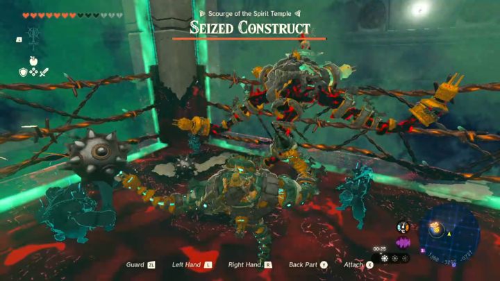 In the first phase of the fight, try to shield yourself from the enemy's attacks (ZL) - Zelda TotK: Find the Fifth Sage - Walkthrough - Zelda Tears of the Kingdom Guide