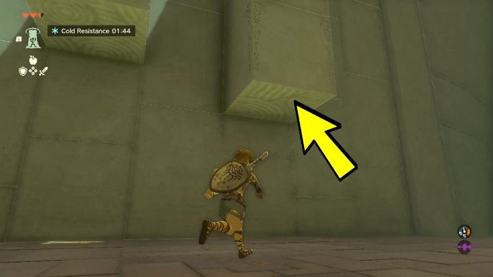 Stand under the block on the right and use Ascend - Zelda TotK: Gutanbac Shrine - Sky - Zelda Tears of the Kingdom Guide