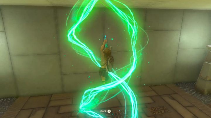 Go to the end of the room and use Ascend to break through the ceiling to the top - Zelda TotK: Gutanbac Shrine - Sky - Zelda Tears of the Kingdom Guide