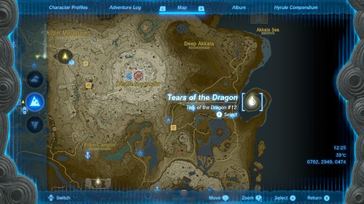 Once you obtain 11 Tears of the Dragon, the twelfth geoglyph will appear on the map - Zelda TotK: The Dragons Tears - Walkthrough - Zelda Tears of the Kingdom Guide