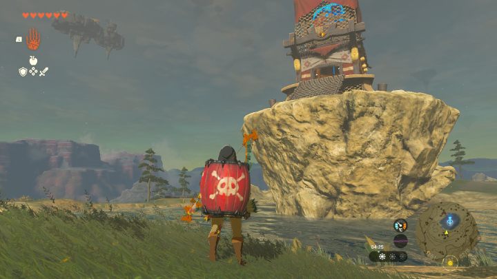 This Skyview Tower is on a rock in the middle of a small lake - Zelda TotK: Skyview Tower Map - Secrets and Collectibles - Zelda Tears of the Kingdom Guide