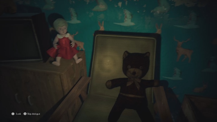 In the girl's room, you can examine dresses and toys – anything that confirms that she has lived in this bunker - The Medium: Thomas apartment - walkthrough - Walkthrough - The Medium Guide