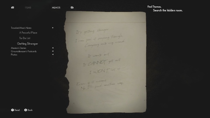 To get the note you must explore the right side of the room and look at the floor - The Medium: Notes from a troubled man - list - Secrets and Collectibles - The Medium Guide