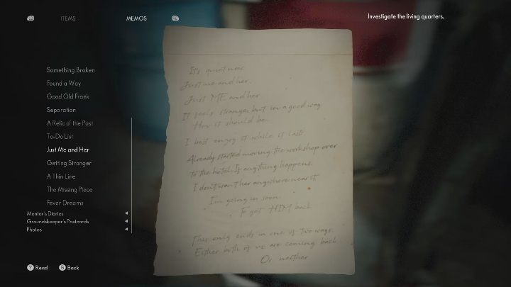 You will find this note from a troubled man in the kitchen, next to the water bottles - The Medium: Notes from a troubled man - list - Secrets and Collectibles - The Medium Guide