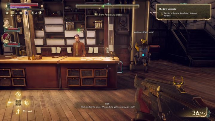 If you cant get the agent to cooperate, you can go to the next room, hack the terminal and change the beneficiary account yourself - The Low Crusade | The Outer Worlds Companion quest - Ellie - The Outer Worlds Guide