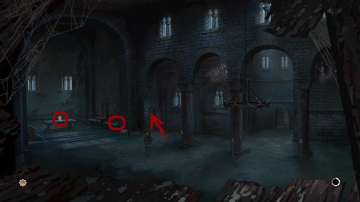 Use the cloister door (on the right, in the back) and get to the cathedral - Chapter Five - Man in flames - Book One: From the Ashes - The Pillars of the Earth Game Guide