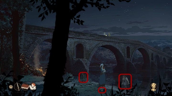 Talk twice with the crying woman standing in the water to find out that she has lost the commemorative ring - Chapter Fifteen - The Journey (Cherbourg; Tours; Puente la Reina; Santiago de Compostela; Toledo; Paris) - Book Three: Eye of the Storm - The Pillars of the Earth Game Guide