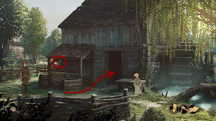 After that you have to go to the mill (on the right) - Chapter Ten - The Rise of Kingsbridge (Kingsbridge - 5 years later) - Book Two: Sowing the Wind - The Pillars of the Earth Game Guide