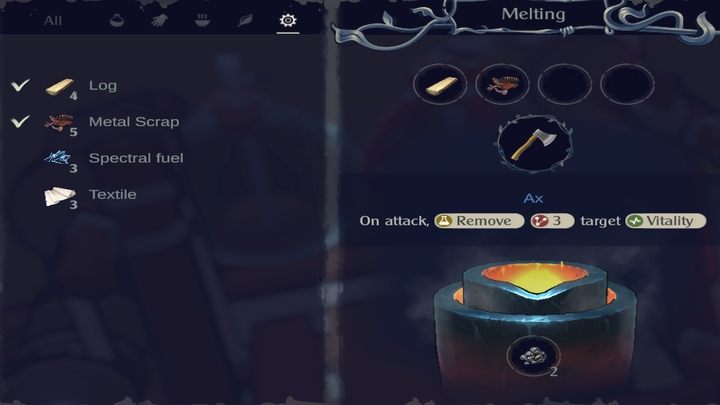 To craft an ax, you'll need: 1x Log + 1x Metal Scrap - The Serpent Rogue: Tool and weapon recipes and descriptions - Tools - The Serpent Rogue Guide