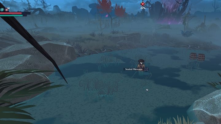 On the right of the Wasteland, in the water below (the second river), you'll find a Sealed Message - The Serpent Rogue: Tool and weapon recipes and descriptions - Tools - The Serpent Rogue Guide