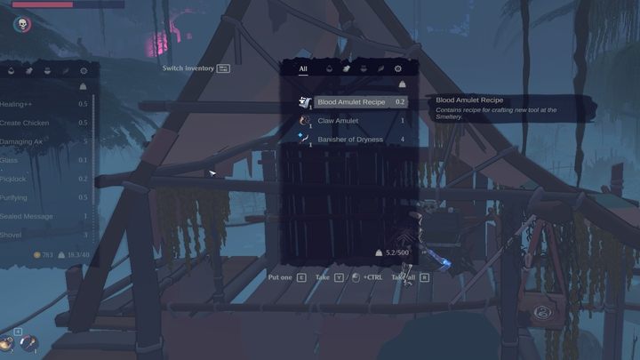 The recipe can be found on the upper floor of a hut in the swamps, in the south-eastern corner of the map, behind deep water - The Serpent Rogue: Tool and weapon recipes and descriptions - Tools - The Serpent Rogue Guide