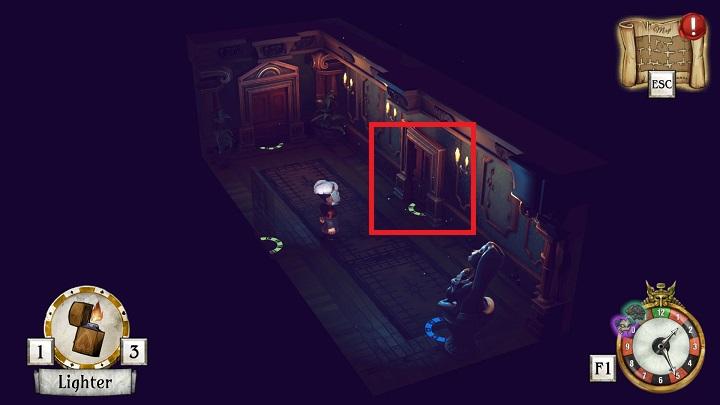 You will now find yourself in a small corridor - Acquire the lighter | Greyson Grayson & Redd Rockridge - Greyson Grayson & Redd Rockridge - The Sexy Brutale Game Guide