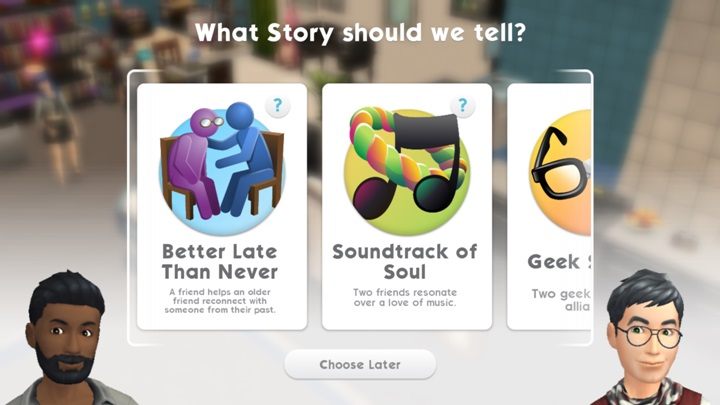 Better Late than Never is a story about searching for an old love of your friend - Sibling Rivalry and Better Late than Never in Sims Mobile - Missions, events, careers and hobbies - The Sims Mobile Game Guide