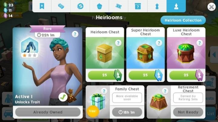 Since June you can buy heirloom chests in The Sims Mobile - How does a Heirloom Store worki in The Sims Mobile? - Starting tips - The Sims Mobile Game Guide