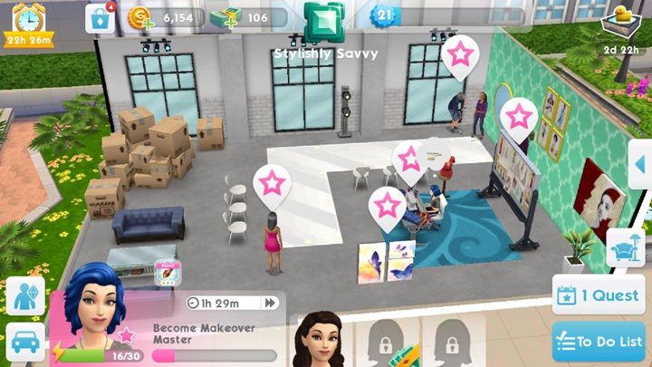 If there is an ongoing event, special symbols will appear over the selected items or sims - Controls & System requirements for The Sims Mobile - Appendix - The Sims Mobile Game Guide
