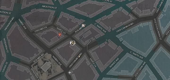 Your destination is Virginia Coopers house, located in the Salvation Harbor, near the city center - Rest in Peace | The Sinking City walkthrough - Side cases - The Sinking City Guide