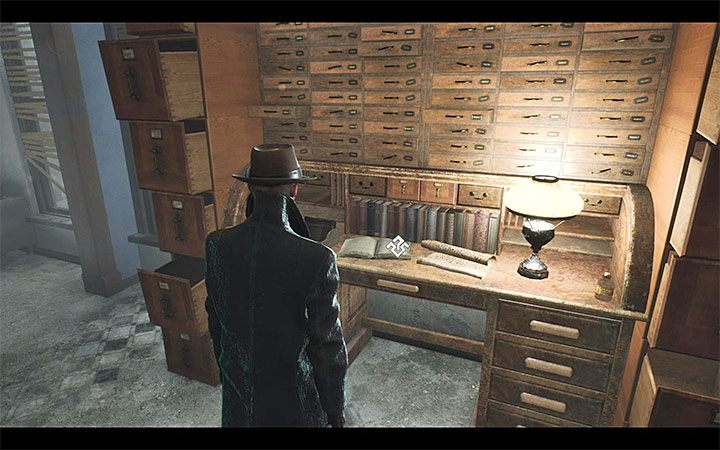 Upon reaching the building with an archive, find the room with an interactive desk - How to use archives in The Sinking City? - FAQ - The Sinking City Guide