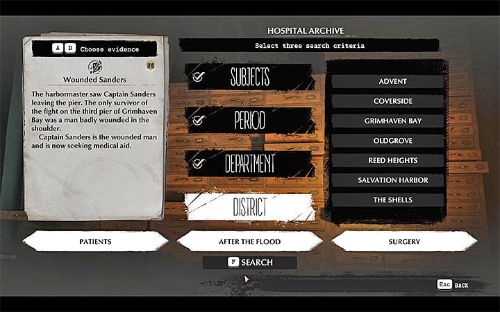 The second step is to define three search criteria - How to use archives in The Sinking City? - FAQ - The Sinking City Guide