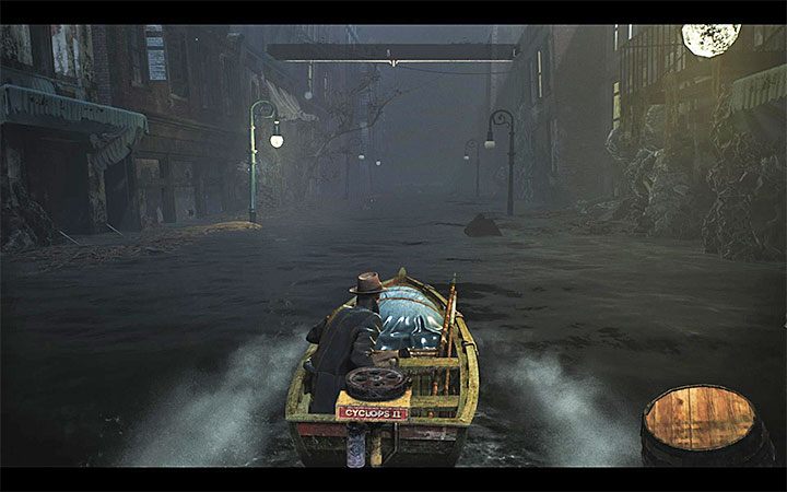 Use a boat to travel between the sunk districts of Oakmont - Can Reed swim in The Sinking City? - FAQ - The Sinking City Guide
