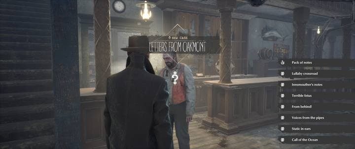 You get the case after a conversation with the owner of the hotel on the ground floor - Letters From Oakmont | The Sinking City walkthrough - Side cases - The Sinking City Guide