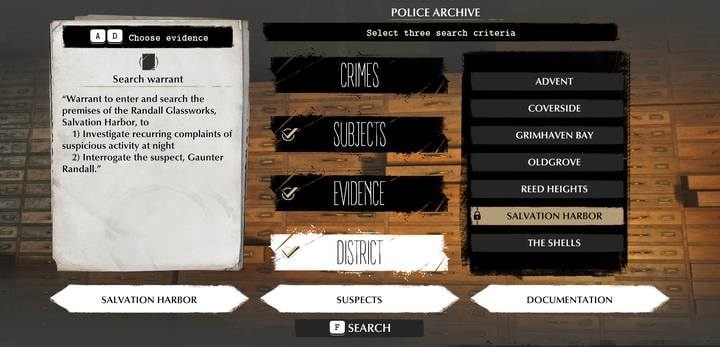 At the station, search the archive by selecting the following parameters - On the other side of the mirror | The Sinking City walkthrough - Side cases - The Sinking City Guide