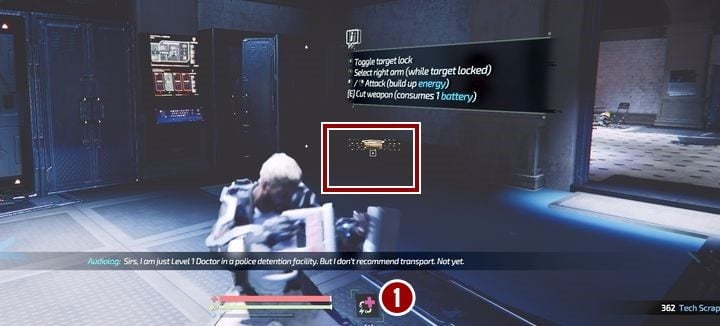 Having collected the Exo suit (in the MedBay) turn and look at the corner of the room - Prison | Audiologs in The Surge 2 - Audiologs - The Surge 2 Guide
