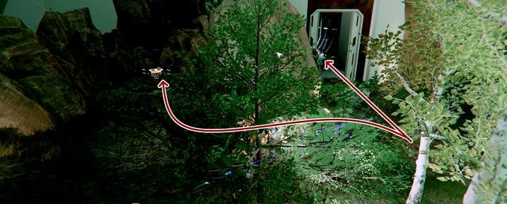 On the square in front of the terrace with Gideons Rock inscription, next to the door leading to the spotlight in Mustang Hills - Gideons Rock | Audiologs in The Surge 2 - Audiologs - The Surge 2 Guide