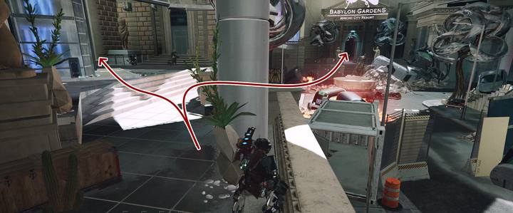 Then jump off and follow the road on the left side, leading to Balboa Garden at the end of the street - Cloud9 - The Way Of The Hunter | The Surge 2 Walkthrough - Main story - The Surge 2 Guide