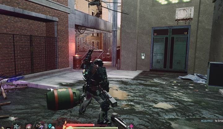 The door that can be opened by the found card are located at the end of the alley - The King of the Looters | Side mission in The Surge 2 - Side quests - The Surge 2 Guide