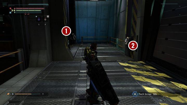 Defeat the enemy and use one of the rails to reach the other part of the level - Central Production B | The Surge Walkthrough - Walkthrough - The Surge Game Guide