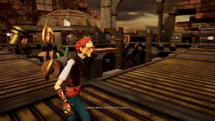 At the end of the road you will see a red button, it serves to summon the platform - 1st location walkthrough | The Watchmaker - Part 1 - The Watchmaker Game Guide