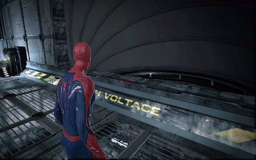 Keep repeating this until all the machines are destroyed and a passage leading to the lower level will be created - Chapter 07 - Spidey to the Rescue - Walkthrough - The Amazing Spider-Man - Game Guide and Walkthrough