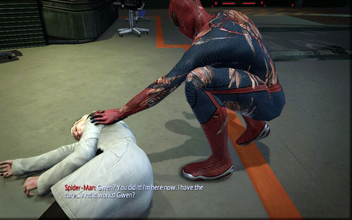 Gwen can be found a bit further - Chapter 07 - Spidey to the Rescue - Walkthrough - The Amazing Spider-Man - Game Guide and Walkthrough