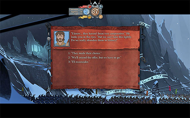 Leaving the city, without helping the giants, is not a good idea - The more important decisions | Lists - Lists - The Banner Saga Game Guide
