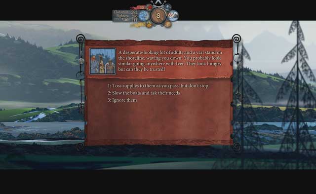 People waving at you from the land provide another opportunity to grow your forces - Journey to Ormsdalr | Chapter 8 - Chapter 8 - The Banner Saga 2 Game Guide