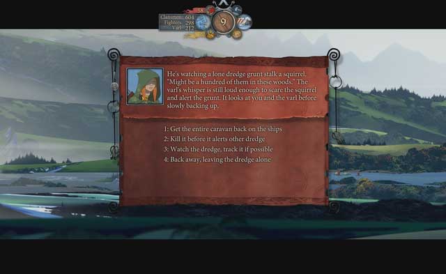 The monster that you spot on the bank may take you to an artifact - Journey to Ormsdalr | Chapter 8 - Chapter 8 - The Banner Saga 2 Game Guide