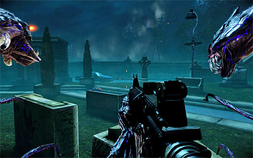 Keep moving forwards, carefully eliminating encountered enemies and looking for ammo and shields - Saying Goodbye - p. 1 - Walkthrough - The Darkness II - Game Guide and Walkthrough