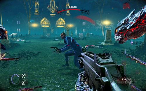 You can attack Bragg in the same way as previously, so shoot at him with best guns you have - Saying Goodbye - p. 2 - Walkthrough - The Darkness II - Game Guide and Walkthrough