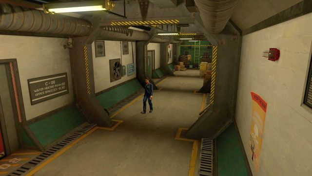 After you reach deeper into the corridor, you will find a plaque with Water Heating Room written on it - Chapter 2 - Walkthrough - The Descendant - Game Guide and Walkthrough