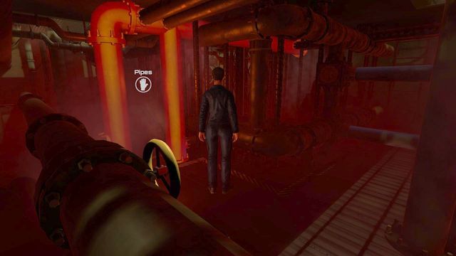 After you climb to a lower level, between the pipes, close the yellow valve - Chapter 3 - Walkthrough - The Descendant - Game Guide and Walkthrough