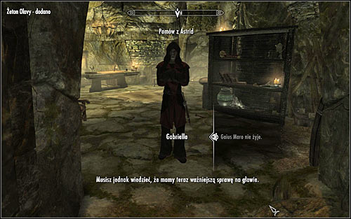 This sidequest can be obtained after completing the quest Breaching Security, during final conversation with Gabriella - Miscellaneous: Receive a reading from Olava the Feeble - The Dark Brotherhood quests - The Elder Scrolls V: Skyrim Game Guide